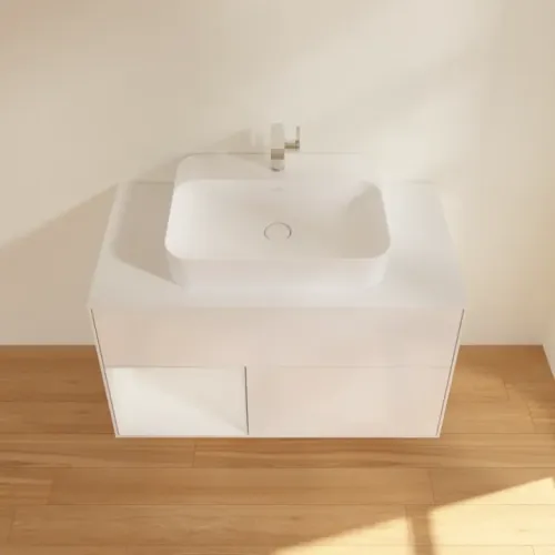 Villeroy & Boch Finion Тумба под раковину, с подсветкой, 2 выдвижных ящика, 1000 x 603 x 501 mm, Glossy White Lacquer / Glossy White Lacquer F361GFGF