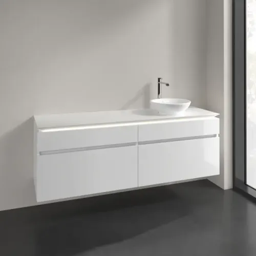 Villeroy & Boch Legato Тумба под раковину, с подсветкой, 4 выдвижных ящика, 1600 x 550 x 500 mm, Glossy White / Glossy White B598L0DH