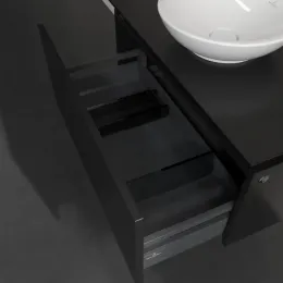 Villeroy & Boch Legato Тумба под раковину, с подсветкой, 1 выдвижной ящик, 800 x 380 x 500 mm, Black Matt Lacquer / Black Matt Lacquer B569L0PD
