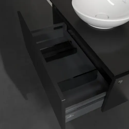 Villeroy & Boch Legato Тумба под раковину, с подсветкой, 1 выдвижной ящик, 800 x 380 x 500 mm, Black Matt Lacquer / Black Matt Lacquer B569L0PD