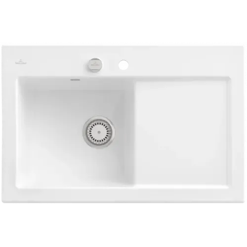 Villeroy & Boch Subway 45 Мойка, включая Комплект слива с эксцентриком, выкл Керамика, 780 x 510 mm, Snow White CeramicPlus 677202KG
