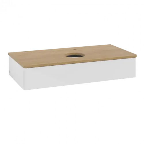 Villeroy & Boch Antao Тумба под раковину, 1 выдвижной ящик, 1000 x 190 x 500 mm, лицевая поверхность без текстурированной отделки, Glossy White Lacquer / Honey Oak K09051GF