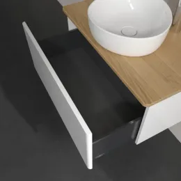 Villeroy & Boch Antao Тумба под раковину, с подсветкой, 1 выдвижной ящик, 800 x 360 x 500 mm, лицевая поверхность без текстурированной отделки, Glossy White Lacquer / Honey Oak L30051GF