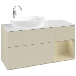 Villeroy & Boch Finion Тумба под раковину, с подсветкой, 3 выдвижных ящика, 1200 x 603 x 501 mm, Silk Grey Matt Lacquer / Silk Grey Matt Lacquer F931HJHJ