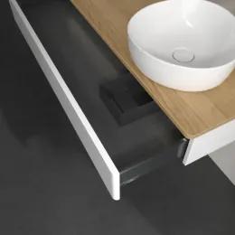 Villeroy & Boch Antao Тумба под раковину, с подсветкой, 1 выдвижной ящик, 1200 x 190 x 500 mm, лицевая поверхность без текстурированной отделки, Glossy White Lacquer / Honey Oak L12051GF