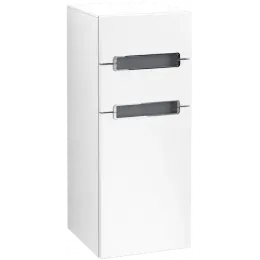 Villeroy & Boch Subway 2.0 Шкаф Боковой, 1 дверь, 2 выдвижных ящика, 356 x 857 x 370 mm, White Matt / Glass Silver Grey A7121RMS