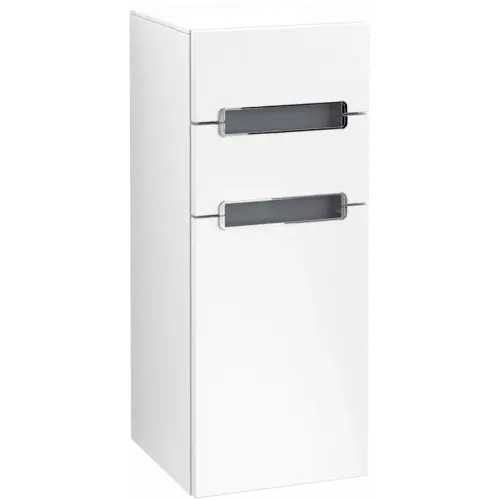 Villeroy & Boch Subway 2.0 Шкаф Боковой, 1 дверь, 2 выдвижных ящика, 356 x 857 x 370 mm, White Matt / Glass Silver Grey A7121RMS
