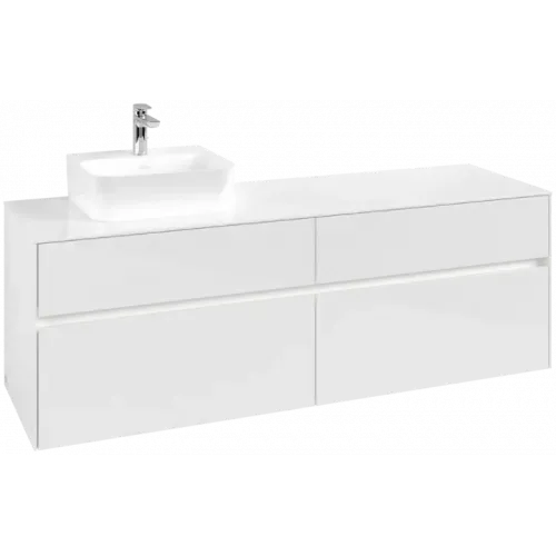Villeroy & Boch Collaro Тумба под раковину, с подсветкой, 4 выдвижных ящика, 1600 x 548 x 500 mm, Glossy White / Glossy White C105B0DH