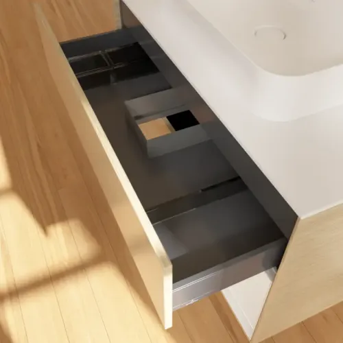 Villeroy & Boch Finion Тумба под раковину, с подсветкой, 2 выдвижных ящика, 1000 x 603 x 501 mm, Oak Veneer / Glossy White Lacquer F371GFPC