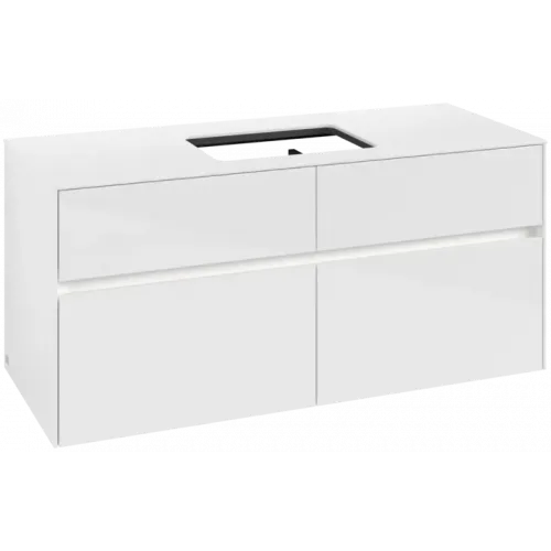 Villeroy & Boch Collaro Тумба под раковину, с подсветкой, 4 выдвижных ящика, 1200 x 548 x 500 mm, Glossy White / Glossy White C112B0DH
