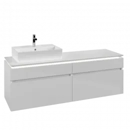Villeroy & Boch Legato Тумба под раковину, с подсветкой, 4 выдвижных ящика, 1600 x 550 x 500 mm, Glossy White / Glossy White B673L0DH