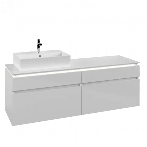 Villeroy & Boch Legato Тумба под раковину, с подсветкой, 4 выдвижных ящика, 1600 x 550 x 500 mm, Glossy White / Glossy White B673L0DH