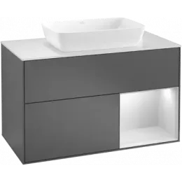 Villeroy & Boch Finion Тумба под раковину, с подсветкой, 2 выдвижных ящика, 1000 x 603 x 501 mm, Silk Grey Matt Lacquer / Silk Grey Matt Lacquer G781HJHJ
