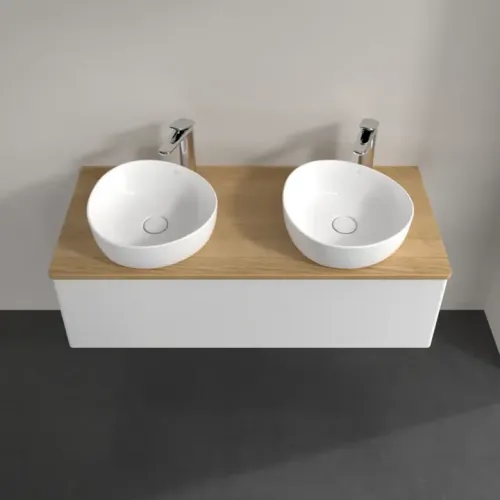 Villeroy & Boch Antao Тумба под раковину, с подсветкой, 1 выдвижной ящик, 1200 x 360 x 500 mm, лицевая поверхность без текстурированной отделки, Glossy White Lacquer / Honey Oak L35051GF