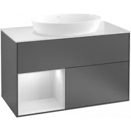 Villeroy & Boch Finion Тумба под раковину, с подсветкой, 2 выдвижных ящика, 1000 x 603 x 501 mm, Silk Grey Matt Lacquer / Silk Grey Matt Lacquer G891HJHJ