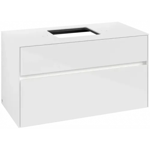 Villeroy & Boch Collaro Тумба под раковину, с подсветкой, 2 выдвижных ящика, 1000 x 548 x 500 mm, Glossy White / Glossy White C125B0DH