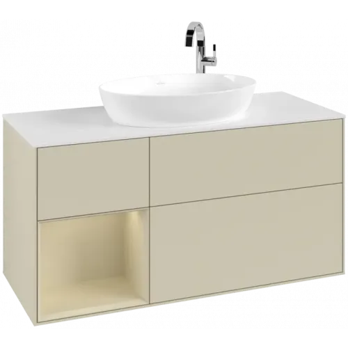 Villeroy & Boch Finion Тумба под раковину, с подсветкой, 3 выдвижных ящика, 1200 x 603 x 501 mm, Silk Grey Matt Lacquer / Silk Grey Matt Lacquer F941HJHJ
