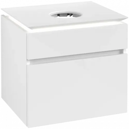 Villeroy & Boch Legato Тумба под раковину, с подсветкой, 2 выдвижных ящика, 600 x 550 x 500 mm, Glossy White / Glossy White B568L0DH