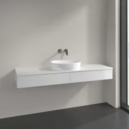 Villeroy & Boch Antao Тумба под раковину, с подсветкой, 2 выдвижных ящика, 1600 x 190 x 500 mm, лицевая поверхность без текстурированной отделки, Glossy White Lacquer / Glossy White Lacquer L14010GF
