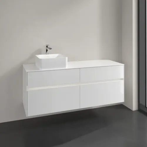 Villeroy & Boch Collaro Тумба под раковину, с подсветкой, 4 выдвижных ящика, 1400 x 548 x 500 mm, Glossy White / Glossy White C046B0DH
