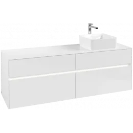 Villeroy & Boch Collaro Тумба под раковину, с подсветкой, 4 выдвижных ящика, 1600 x 548 x 500 mm, Glossy White / Glossy White C051B0DH