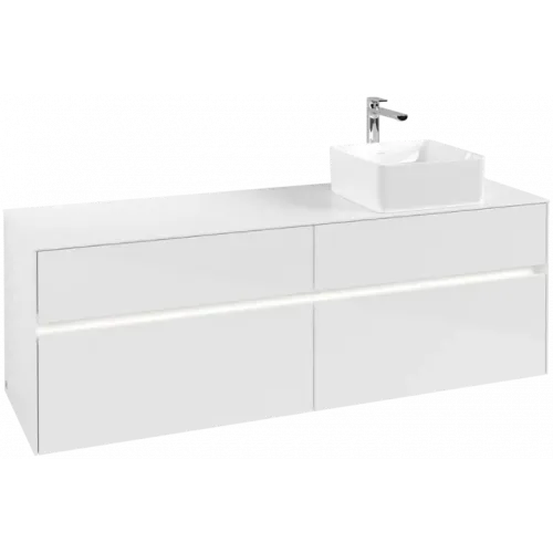 Villeroy & Boch Collaro Тумба под раковину, с подсветкой, 4 выдвижных ящика, 1600 x 548 x 500 mm, Glossy White / Glossy White C051B0DH