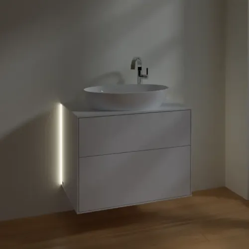 Villeroy & Boch Finion Тумба под раковину, с подсветкой, 2 выдвижных ящика, 800 x 603 x 501 mm, Glossy White Lacquer G87100GF