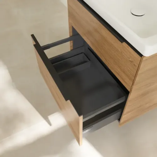 Villeroy & Boch Subway 3.0 Тумба под раковину, с подсветкой, 2 выдвижных ящика, 622 x 576 x 478 mm, Oak Kansas C576L1RH