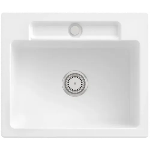 Villeroy & Boch Siluet 60 S Мойка, включая Комплект слива с ручным управлением, выкл TitanCeram, 600 x 510 mm, Альпийский белый CeramicPlus 334601R1