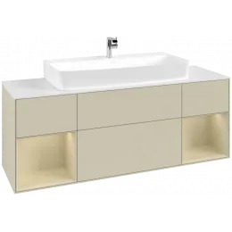 Villeroy & Boch Finion Тумба под раковину, с подсветкой, 4 выдвижных ящика, 1600 x 603 x 501 mm, Silk Grey Matt Lacquer / Silk Grey Matt Lacquer G211HJHJ