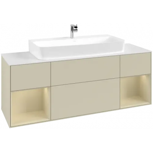 Villeroy & Boch Finion Тумба под раковину, с подсветкой, 4 выдвижных ящика, 1600 x 603 x 501 mm, Silk Grey Matt Lacquer / Silk Grey Matt Lacquer G211HJHJ