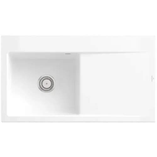 Villeroy & Boch Subway Style 50 Мойка, включая Комплект слива с ручным управлением, выкл Керамика, 900 x 510 mm, Альпийский белый CeramicPlus 335201R1