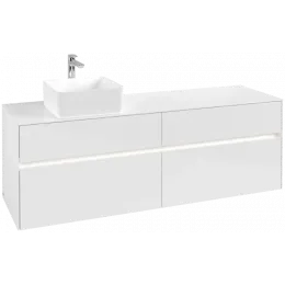 Villeroy & Boch Collaro Тумба под раковину, с подсветкой, 4 выдвижных ящика, 1600 x 548 x 500 mm, Glossy White / Glossy White C050B0DH