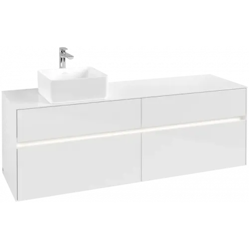 Villeroy & Boch Collaro Тумба под раковину, с подсветкой, 4 выдвижных ящика, 1600 x 548 x 500 mm, Glossy White / Glossy White C050B0DH