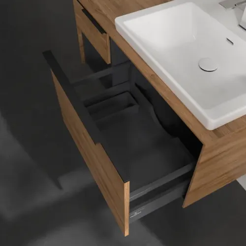 Villeroy & Boch Subway 3.0 Тумба под раковину, с подсветкой, 2 выдвижных ящика, 1001 x 423 x 516 mm, Oak Kansas / Oak Kansas C571L1RH