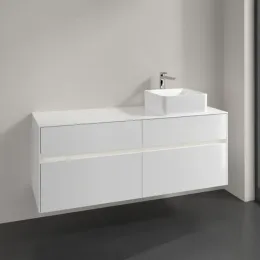 Villeroy & Boch Collaro Тумба под раковину, с подсветкой, 4 выдвижных ящика, 1400 x 548 x 500 mm, Glossy White / Glossy White C047B0DH
