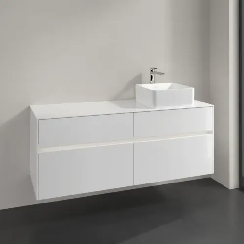 Villeroy & Boch Collaro Тумба под раковину, с подсветкой, 4 выдвижных ящика, 1400 x 548 x 500 mm, Glossy White / Glossy White C047B0DH