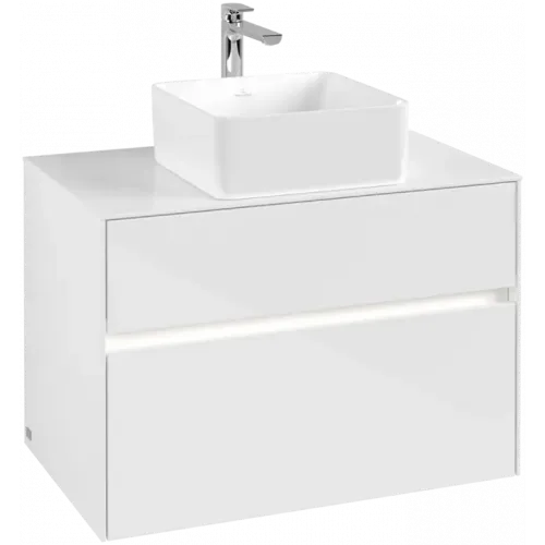 Villeroy & Boch Collaro Тумба под раковину, с подсветкой, 2 выдвижных ящика, 800 x 548 x 500 mm, Glossy White / Glossy White C037B0DH