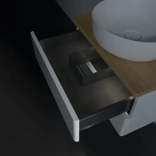 Villeroy & Boch Antao Тумба под раковину, с подсветкой, 2 выдвижных ящика, 600 x 360 x 500 mm, лицевая поверхность без текстурированной отделки, Glossy White Lacquer / Honey Oak L18051GF