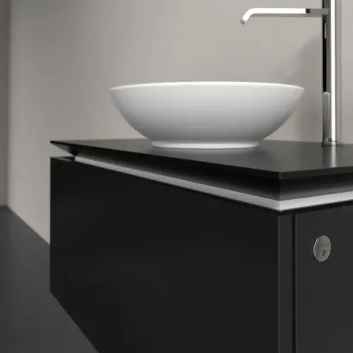 Villeroy & Boch Legato Тумба под раковину, с подсветкой, 1 выдвижной ящик, 800 x 380 x 500 mm, Black Matt Lacquer / Black Matt Lacquer B569L0PD