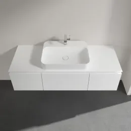 Villeroy & Boch Legato Тумба под раковину, 3 выдвижных ящика, 1400 x 380 x 500 mm, Glossy White / Glossy White B75900DH