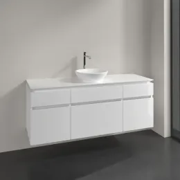 Villeroy & Boch Legato Тумба под раковину, 5 выдвижных ящиков, 1400 x 550 x 500 mm, Glossy White / Glossy White B58600DH