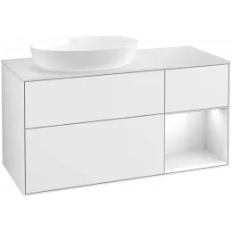 Villeroy & Boch Finion Тумба под раковину, с подсветкой, 3 выдвижных ящика, 1200 x 603 x 501 mm, Glossy White Lacquer / Glossy White Lacquer FA51GFGF