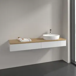 Villeroy & Boch Antao Тумба под раковину, 2 выдвижных ящика, 1600 x 190 x 500 mm, лицевая поверхность без текстурированной отделки, Glossy White Lacquer / Honey Oak K16051GF