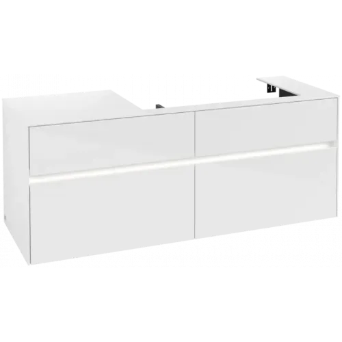Villeroy & Boch Collaro Тумба под раковину, с подсветкой, 4 выдвижных ящика, 1400 x 548 x 500 mm, Glossy White / Glossy White C090B0DH