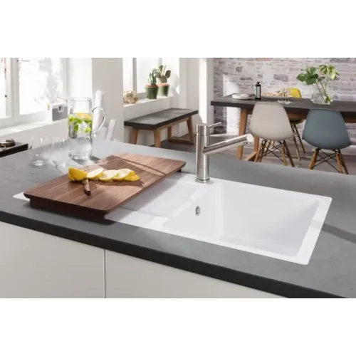 Villeroy & Boch Siluet 50 flat Мойка, включая Комплект слива с ручным управлением, выкл TitanCeram, 880 x 490 mm, Альпийский белый CeramicPlus 33351FR1