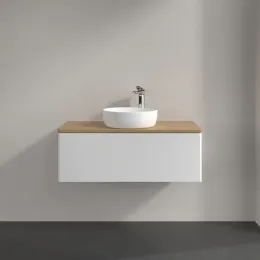 Villeroy & Boch Antao Тумба под раковину, 1 выдвижной ящик, 1000 x 360 x 500 mm, лицевая поверхность без текстурированной отделки, Glossy White Lacquer / Honey Oak K31051GF