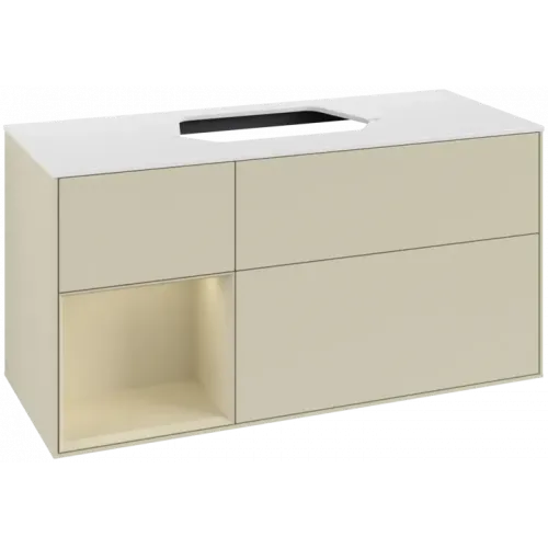 Villeroy & Boch Finion Тумба под раковину, с подсветкой, 3 выдвижных ящика, 1200 x 603 x 501 mm, Silk Grey Matt Lacquer / Silk Grey Matt Lacquer F411HJHJ