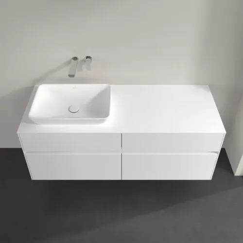 Villeroy & Boch Collaro Тумба под раковину, с подсветкой, 4 выдвижных ящика, 1400 x 548 x 500 mm, Glossy White / Glossy White C117B0DH