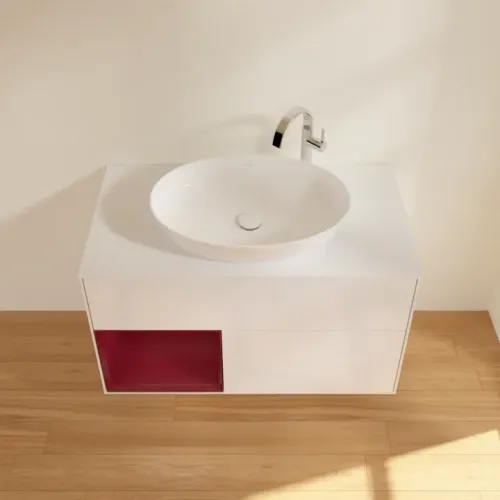 Villeroy & Boch Finion Тумба под раковину, с подсветкой, 2 выдвижных ящика, 1000 x 603 x 501 mm, Glossy White Lacquer / Peony Matt Lacquer G891HBGF